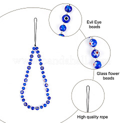 Evil Eye Lampwork Beaded Mobile Phone Straps&nbsp;HJEW-GO00001