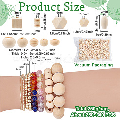 Unfinished Natural Wood Beads&nbsp;WOOD-PH0008-86
