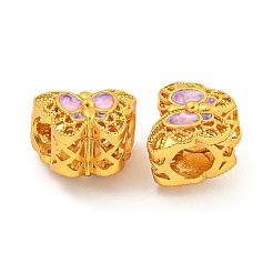 Rack Plating Butterfly Brass Enamel European Beads&nbsp;KK-Z054-02G