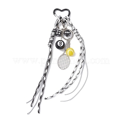 Dice Badminton Racket Alloy & Resin & Cloth Fabric Pendant Decorations&nbsp;HJEW-JM04285