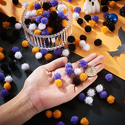 800Pcs 8 Styles Halloween Handmade DIY Doll Craft Pom Pom Yarn Pom Pom Balls&nbsp;FABR-TA0001-02