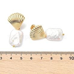 304 Stainless Steel and Natural Baroque Pearl Keshi Pearl Stud Earrings&nbsp;EJEW-JE07106-02