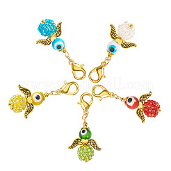 5Pcs 5 Colors Angel Glass Seed Bead Pendant Decorations&nbsp;HJEW-TA0001-31