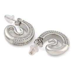 Brass Micro Pave Clear Cubic Zirconia Stud Earrings&nbsp;EJEW-K293-22P