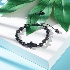 Round Natural Wood Beaded Bracelet for Men Women&nbsp;BJEW-JB06904