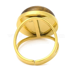 Round Natural Tiger Eye Finger Rings&nbsp;RJEW-Q822-54G-01