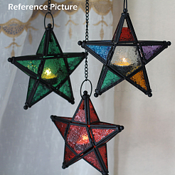 Pentagonal Star Embossed Glass Candle Holder&nbsp;AJEW-NH0001-03A