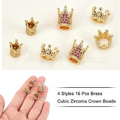 16Pcs 4 Style Brass Cubic Zirconia Beads&nbsp;KK-NB0001-53