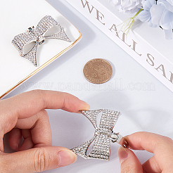 2Pcs Bowknot Alloy Rhinestone Shoe Decorations&nbsp;FIND-CP0002-30A