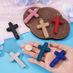 8Pcs 8 Colors Handmade Polymer Clay Pave Rhinestone Big Pendants&nbsp;RB-BT0001-03