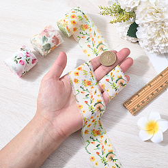 3 Rolls 3 Styles Flower Pattern Polyester Ribbon&nbsp;OCOR-CP0001-30