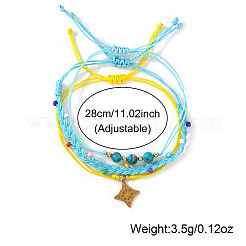 3Pcs 3 Styles Natural Imperial Jasper & Glass Round Beads Braided Bead Bracelets & Brass Triqueta Charm Bracelets Set&nbsp;IA6330-1