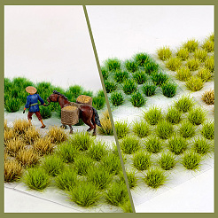 64Pcs 2 Colors Nylon & Resin Mini Grass Tufts&nbsp;AJEW-SP0003-15