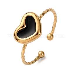 304 Stainless Steel Enamel Cuff Rings for Women&nbsp;RJEW-F194-05G