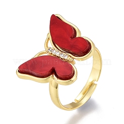 Adjustable Brass Micro Pave Clear Cubic Zirconia Finger Rings&nbsp;RJEW-F106-G