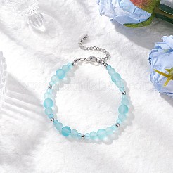 Frosted Transparent Glass Beaded Bracelets for Women&nbsp;BJEW-JB12136-02