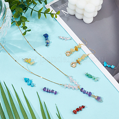 48Pcs 8 Styles Natural & Synthetic Chip Gemstone Beaded Connector Charms&nbsp;PALLOY-GO00058