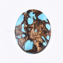Assembled Natural Bronzite and Synthetic Turquoise Pendants&nbsp;G-S329-033