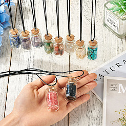 Natural & Synthetic Gemstone Chip and Glass Bottle Pendant Necklaces&nbsp;NJEW-TAC0016