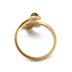 304 Stainless Steel with Natural Tiger Eye Ring Ion Plating(IP)&nbsp;RJEW-Z031-01E-02