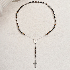 Natural Tiger Eye Rosary Bead Necklaces&nbsp;ZW7373