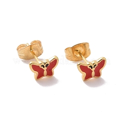 Enamel Butterfly Stud Earrings with 316L Surgical Stainless Steel Pins&nbsp;EJEW-P204-04G