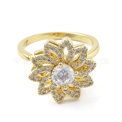 Sunflower Rotatable Open Cuff Rings for Women&nbsp;RJEW-S402-09G