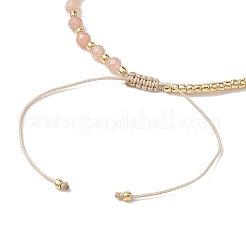 3mm Round Faceted Natural Sunstone & Seed Beads Braided Bead Bracelets&nbsp;BJEW-JB10594-02