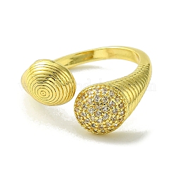 Brass Micro Pave Cubic Zirconia Open Cuff Rings&nbsp;RJEW-K256-19G