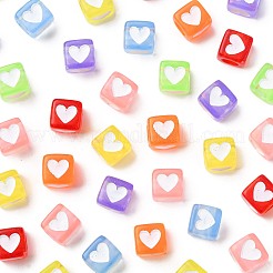 350Pcs 7 Colors Spray Painted Transparent Acrylic Beads&nbsp;OACR-FS0002-52