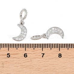 Brass Micro Pave Clear Cubic Zirconia Moon European Dangle Charms&nbsp;KK-H257-03P