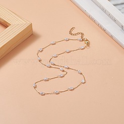 Glass Pearl Link Chain Necklace&nbsp;NJEW-JN04252