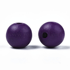 Painted Natural Wood Beads&nbsp;WOOD-S057-074