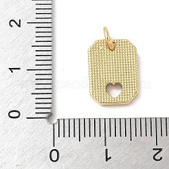 Brass Pave Natural White Shell Hollow Heart Rectangle Charms with Jump Rings&nbsp;KK-S522-16G