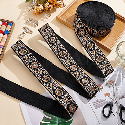 Ethnic Style Polyester Jacquard Flower Ribbon for Garment Accessories&nbsp;OCOR-WH0097-83A