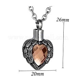 Angel Wing Heart Stainless Steel Urn Ashes Pendant Cable Chain Necklaces&nbsp;PW-WG79058-01