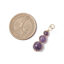 Natural Amethyst Round Beaded Pendants&nbsp;PALLOY-JF04700-02