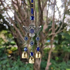 2Pcs 2 Style Car Hanging Alloy Glass Rhinestone Wind Chime&nbsp;HJEW-SZ0001-14