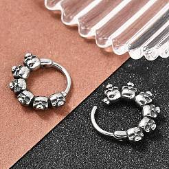 Skull 316 Surgical Stainless Steel Hoop Earrings&nbsp;EJEW-G416-32AS