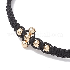 Brass Beaded Braided Bead Bracelets&nbsp;BJEW-JB12817-02