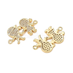 Brass Micro Pave Clear Cubic Zirconia Connector Charms for Jewelry Making&nbsp;CU-CBAAA59-01G-01