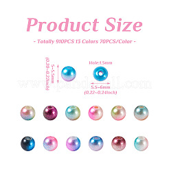 910Pcs 13 Colors Rainbow ABS Plastic Imitation Pearl Beads&nbsp;OACR-CD0001-10