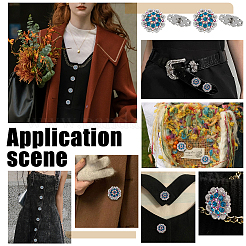 20Pcs Flower Zinc Alloy & Rhinestone & Glass Rivets&nbsp;BUTT-NB0001-84A