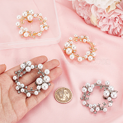 4Pcs 2 Colors Wreath Plastic Imitation Pearl Shoe Decoration&nbsp;AJEW-PH0011-48