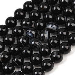 Natural Black Agate Bead Strands&nbsp;G-G962-10mm-12-A