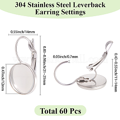 60Pcs 304 Stainless Steel Leverback Earring Settings&nbsp;STAS-SC0010-25