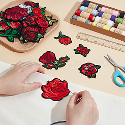 28Pcs Rose Computerized Embroidery Polyester Iron on/Sew on Patches&nbsp;PATC-WH0003-52
