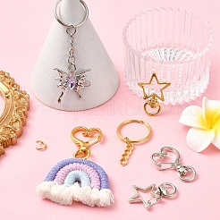 10Set 2 Styles Star Alloy Swivel Clasps with 10Pcs Iron Split Key Rings&nbsp;PURS-YW0001-01A