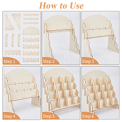 4-Tier 16-Slot Wooden Display Riser Stands&nbsp;ODIS-WH0086-134A