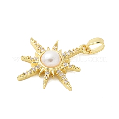 Brass Micro Pave Clear Cubic Zirconia Pendants&nbsp;KK-S507-01G